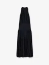 Totême Black Fluid Viscose Gathered Midi Dress In Black