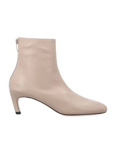Totême Toteme Soft Nappa Ankle Boots With Mid Heel And Back Zip In Neutral