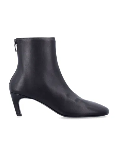 Totême Toteme Soft Nappa Ankle Boots With Mid Heel And Back Zip In Black