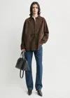 Totême Womens Bark Soft Long-sleeves Suede Overshirt In Brown