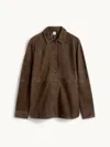 Totême Womens Bark Soft Long-sleeves Suede Overshirt In Brown