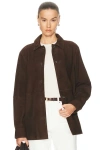 Totême Womens Bark Soft Long-sleeves Suede Overshirt In Brown