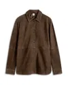Totême Womens Bark Soft Long-sleeves Suede Overshirt In Brown