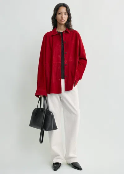 Totême Womens Poppy Soft Long-sleeves Suede Overshirt In Red