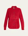 Totême Womens Poppy Soft Long-sleeves Suede Overshirt In Red