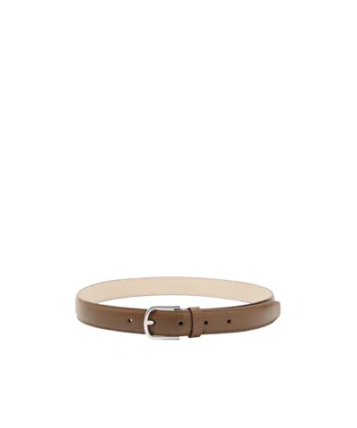 Totême Solid Color Slim Leather Belt In Multi