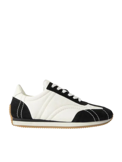Totême Toteme Sport Leather Trimmed Trainers White/dark Brown