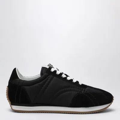 Totême Leather Sneakers Contrast Stitching Low Top Rubber In Black