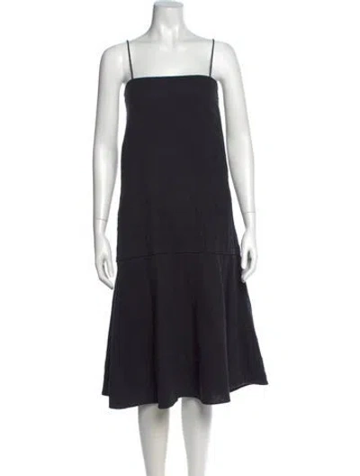 Pre-owned Totême Square Neckline Midi Length Dress In Black
