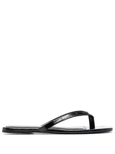 Totême Toteme Leather Thong Sandals In Black