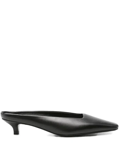 Totême Square-toe Leather Mules In Black