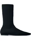 Totême Square-toe Ribbed-knit Boots In Black