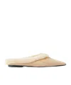 Totême Shearling-trimmed Suede Slippers In Neutral