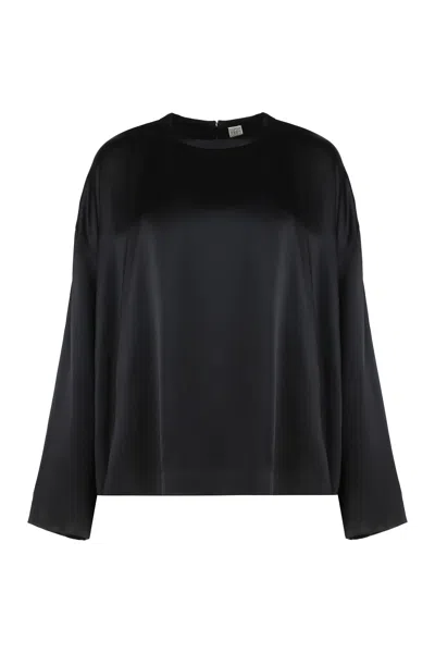 Totême Square Top In Black Satin