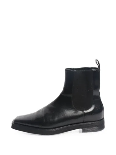 Pre-owned Totême Square-toe Ankle Boots In Black