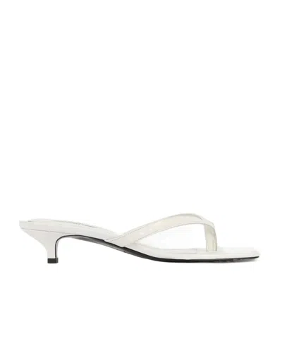 Totême Off-white Croco-embossed Leather Heeled Flip-flop Sandals