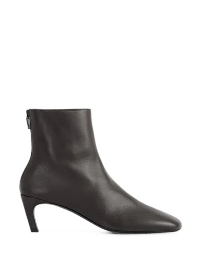 Totême Square-toe Leather Boots In Brown
