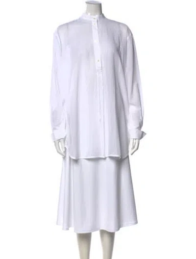 Pre-owned Totême Stand Collar Shirt Long Sleeve Button-up Top In White