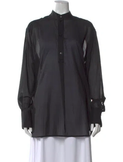 Pre-owned Totême Stand Collar Shirt Long Sleeve Top In Gray