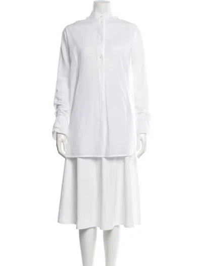 Pre-owned Totême Stand-collar Shirt Long Sleeve Button-up Top W/ Tags In White