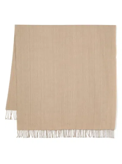 Totême Stitch Striped Fringed Scarf In Neutrals
