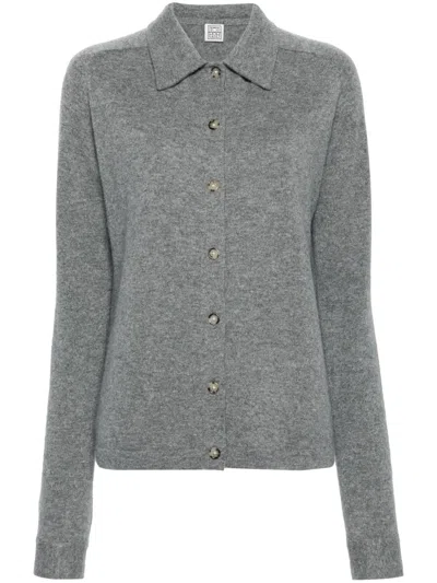 TOTÊME STRAIGHT-COLLAR CASHMERE SHIRT