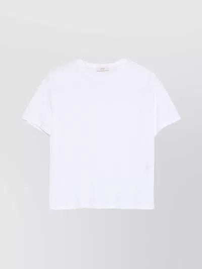 Totême Straight Hem Round Neck Cotton T-shirt In White