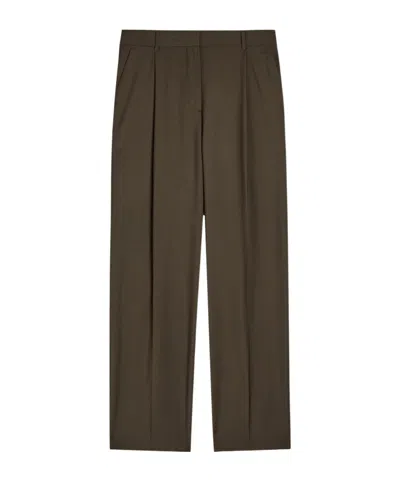 Totême Straight-leg Wool Trousers In Brown