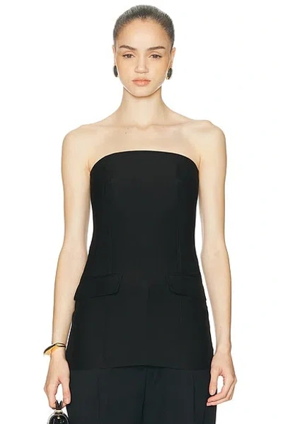 Totême Strapless Crepe Pocket Top In Black
