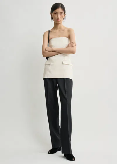 Totême Strapless Crepe Pocket Top Ecru In Multi