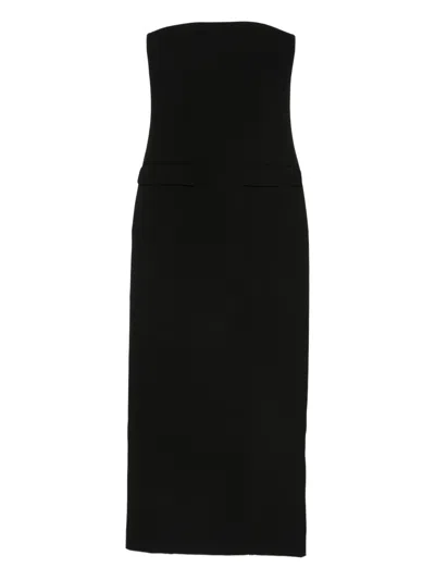 Totême Strapless Flap-pocket Dress In Brown
