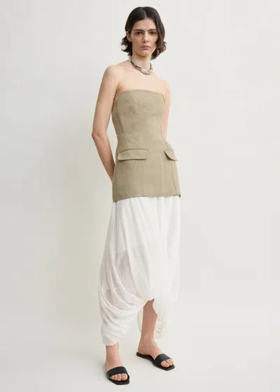 Totême Strapless Linen Pocket Top Beige In Neutral