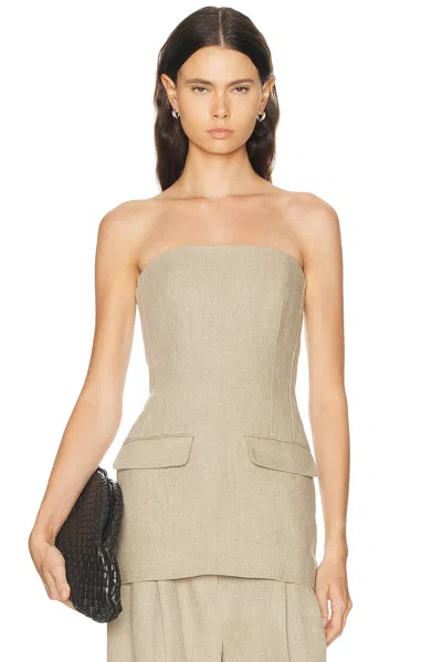 Totême Strapless Linen Pocket Top In Neutral