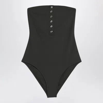 Totême Toteme Strapless Onepiece Swimsuit Dark Green In Black