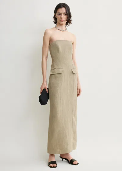 Totême Toteme Tailored Linen Strapless Maxi Dress In Neutral