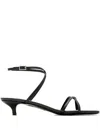 Totême Leather Crossover Heeled Sandals 35 In Black