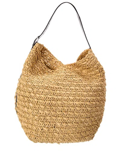 Totême Toteme Straw & Leather Tote In Brown