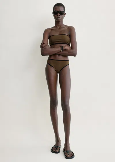 Totême Stripe Edge Bikini Bottoms Walnut In Brown
