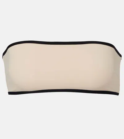 Totême Stripe Edge Strapless Bikini Top Light Hay In Neutral