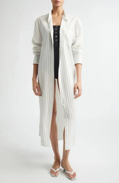 Totême Toteme Stripe Long Sleeve Tunic Shirtdress In White
