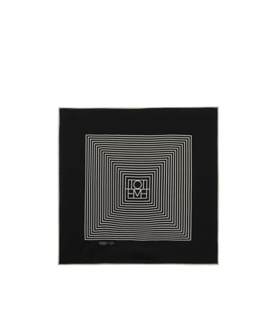 Totême Stripe Printed Square-shaped Scarf In Black