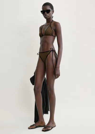 Totême Stripe Tie Bikini Top Walnut In Brown