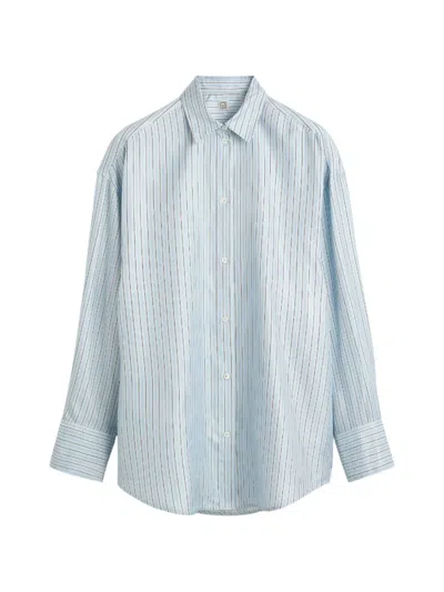 Totême Striped Buttoned Shirt In Blue