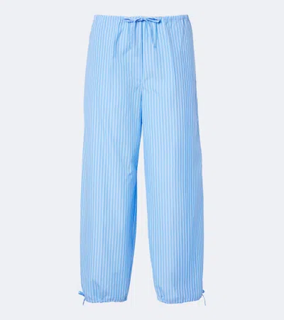 Totême Striped Cotton Wide-leg Balloon Pants In Blue