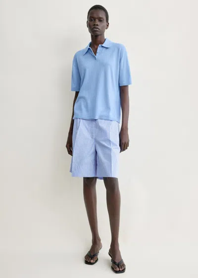 Totême Striped Cotton Shorts Blue/white Petite In Multi