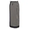 Totême Striped Crepe Wrap Skirt In Black Silk In Black