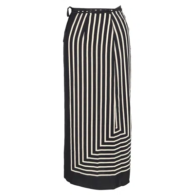 Totême Striped Crepe Wrap Skirt In Black Silk