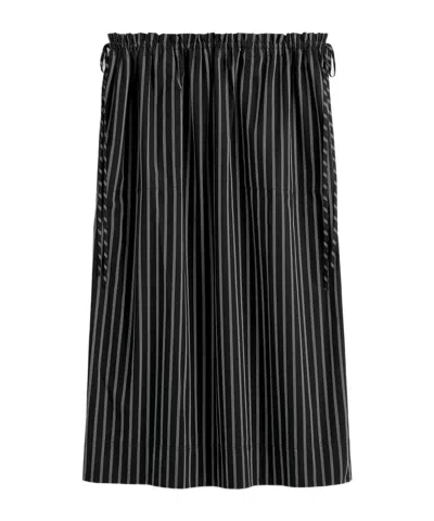 Totême Striped Drawstring Midi Skirt In Black
