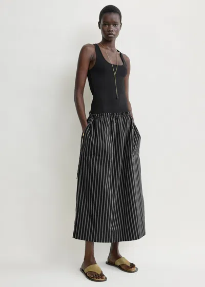 Totême Striped Drawstring Skirt Black/white
