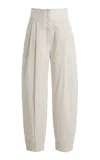 Totême Toteme Striped High-rise Cotton-silk Barrel Pants In Multi